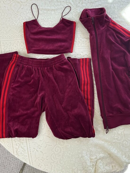 IVY PARK Other - Adidas x IVY PARK Beyonce Cherry Wood Velour Track Suite Sweat Full Set XS S
